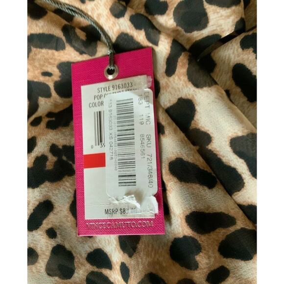 Vince Camuto Blouse Womens Size XS Leopard Print Faux Wrap Keyhole Neckline NEW - Picture 9 of 9